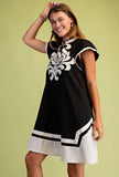 Linen Embroidered Mini Dress