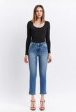 High Rise Cuffed Slim Straight Jeans