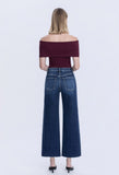 Tummy Control High Rise Wide Leg Jeans Dark Wash- Inseam 28”