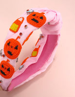 Jack-o-Lantern Beaded Headband