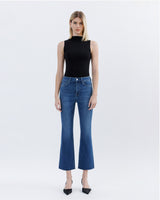 High Rise Raw Hem Kick Flare Jeans