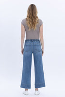 Elastic Waist Wide Leg Utility Jeans