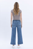 Elastic Waist Wide Leg Utility Jeans