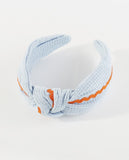 Waffle Ric Rac Top Knot Headband- Blue/Orange