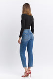 High Rise Cuffed Slim Straight Jeans