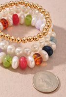 Multi Pearl Bead Bracelet Set Multi