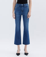 High Rise Raw Hem Kick Flare Jeans