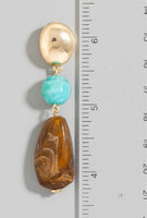 Two Tone Acrylic Stone And Stud Dangle Earrings 2 Colors