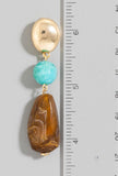 Two Tone Acrylic Stone And Stud Dangle Earrings 2 Colors