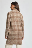 Tweed Open Front Midi Blazer Mocha