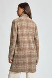 Tweed Open Front Midi Blazer Mocha