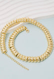 Gold Dipped Ripple Linked Statement Necklace
