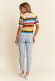 Spring Bloom Scalloped Multicolored Top