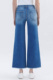 High Rise Raw Hem Ankle Wide Leg Jeans by