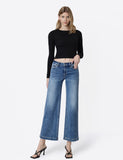 Mid Rise Medium Wash Ankle Wide Jeans