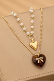 Multi Layer Double Heart TortoiseCharm Necklace