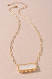 Rectangle Mother of Pearl Pendant Necklace