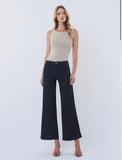 High Rise Patch Pocket Crop Striped Wide Jeans