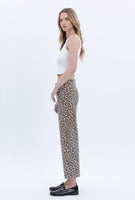 Leopard Ankle Wide Leg Raw Hem Jeans