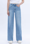 High Rise Clean Cut Raw Hem Jeans