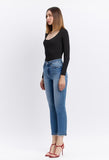 High Rise Cuffed Slim Straight Jeans