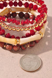Mixed Bead Bracelet Set Red