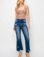 High Rise Crop Flare Distressed Jeans