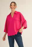 Mia Scalloped Top Fuchsia