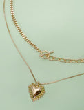 Heart Pendant Toggle Double Layer Necklace