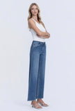High Rise Medium Wash Ankle Wide Jeans