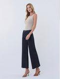 High Rise Patch Pocket Crop Striped Wide Jeans