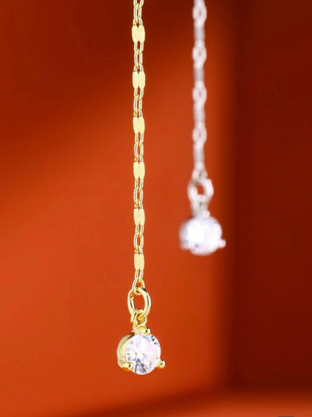 Dainty Crystal Lariat Necklace