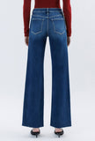 High Rise Raw Hem Slim Wide Jeans