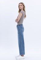 Elastic Waist Wide Leg Utility Jeans