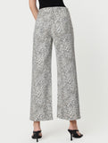 High Rise Patch Pocket Muted Leopard Print Baggy Wide Jeans