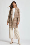Tweed Open Front Midi Blazer Mocha
