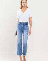 High Rise Kick Flare Crop Jeans