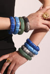 Emerald Green and Blue Natural Stone Elastic Bracelet