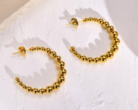 18K Stainless Steel Ball Bead Gold Hoops