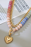 Colorful Bead Layered Heart Necklace