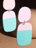 Bold Metal Disc Rectangle Earrings- 4 Colors