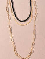 Glass Bead, Snake Chain and Link Necklace Set