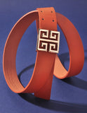 Modern Greek Key Buckle Belt- 2 Colors