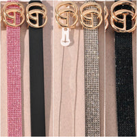Clear, Sparkle and Black Skinny Belts 5 Colors