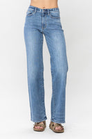 Mid Rise Vintage Wash Wide Leg Judy Blue Jeans