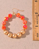 Cut Glass and Metal Bead Open Circle Earrings- 3 COLORS