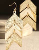 Shiny and Textured Triple Chevron Earrings