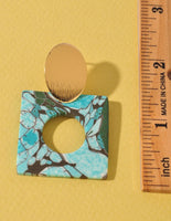 Turquoise Marble Square Post Earrings
