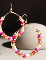 Colorful Beaded Hoop Earrings-2 Colors