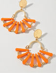 Fan Wood and Metal Earrings